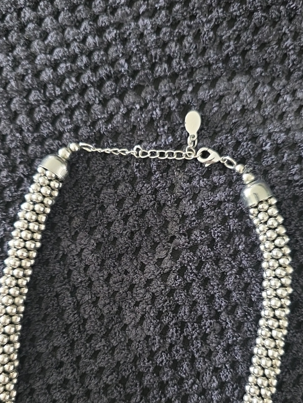 Silver Beaded Statement Necklace - Women Jewelry - Picture 2 of 3